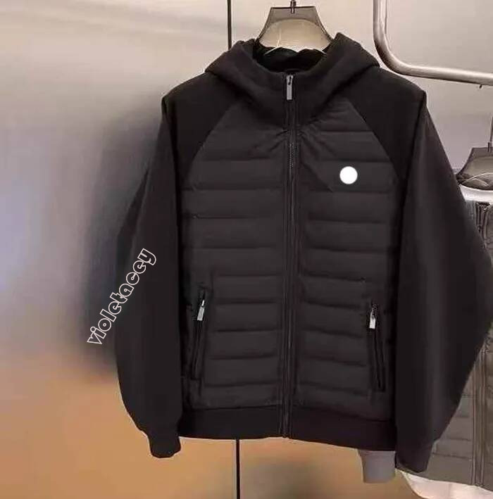 Designer Men's Full Zip Hybrid Hooded Jacket Spliced Quilted Panel Windproof Cotton Blend Spring Autumn Hiking Travel Casual Multi Color Outerw