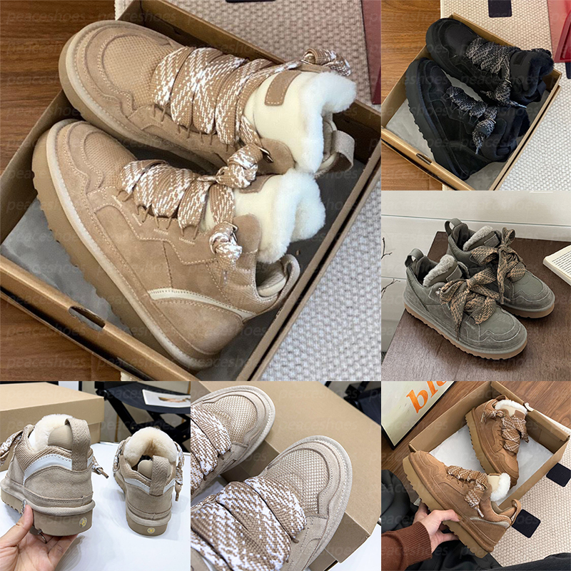 With Box Top Quality Tasman Booties Trainers Tazz Fur Shoes Sheepskin Australia Designer Snow Boots Fall Winter Women Men Slip-On Shoes Suede Upper