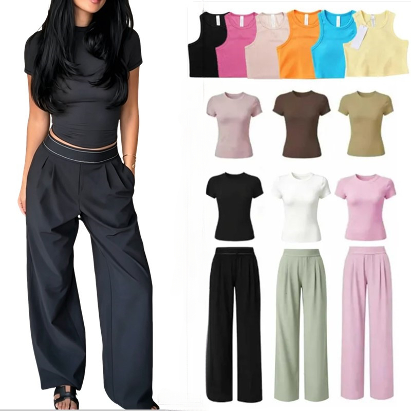 Designer Women's Tracksuits 2 Piece Yoga Set Pants Quick Dry Breathable Stretchy Fabric Pilates Outfit Slim Fit Casual Shorts Tank Crop Top T S