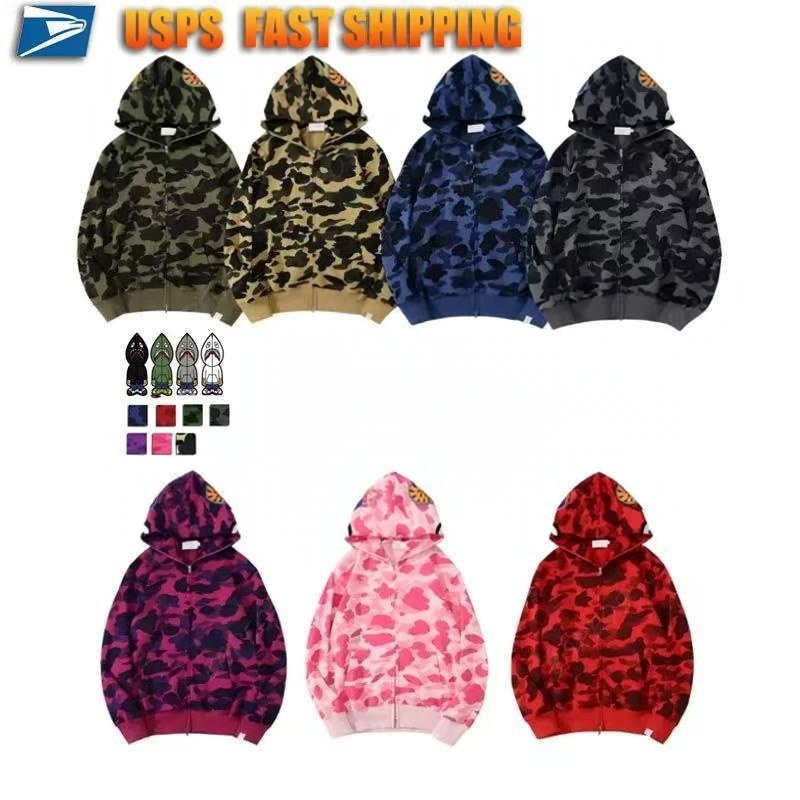 Designer sweatshirts Shark High Quality Zipper Hoodies Mens Womens Jacket Men Designer Stylist Cartoon Black White Shark Hoodie Jackets Man Casual S