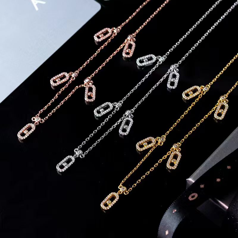New exquisite multi pendant diamond studded designer necklace 18k gold-plated stainless steel women's jewelry for daily wear