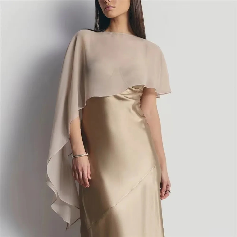 Summer Chiffon Sheer Cape Shawl Elegant Irregular Womens Cape Asymmetrical Mesh Shrug For Wedding Evening Party 260807
