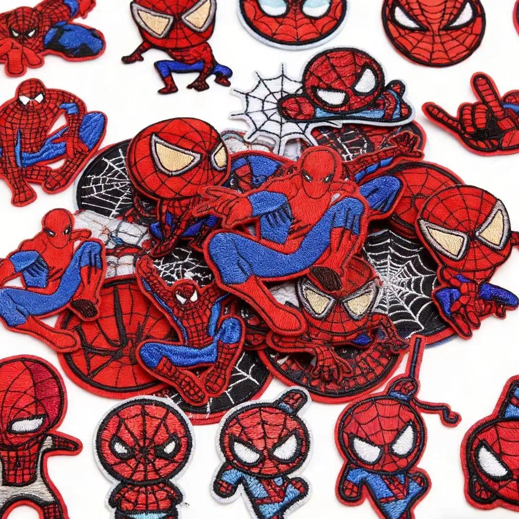 14/24/33Pcs Cartoon Superhero Anime Spider Iron on Embroidery Patches Sew Kids Clothes Applique For Coat Jeans Sticker