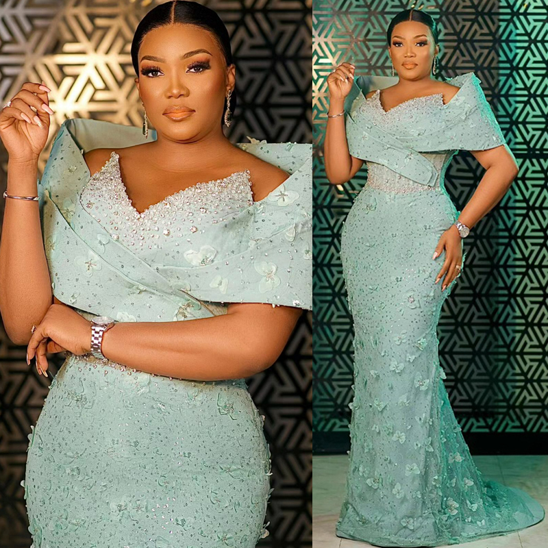 2026 Plus Size Mint Mermaid Prom Dress Sparkling Evening Dre