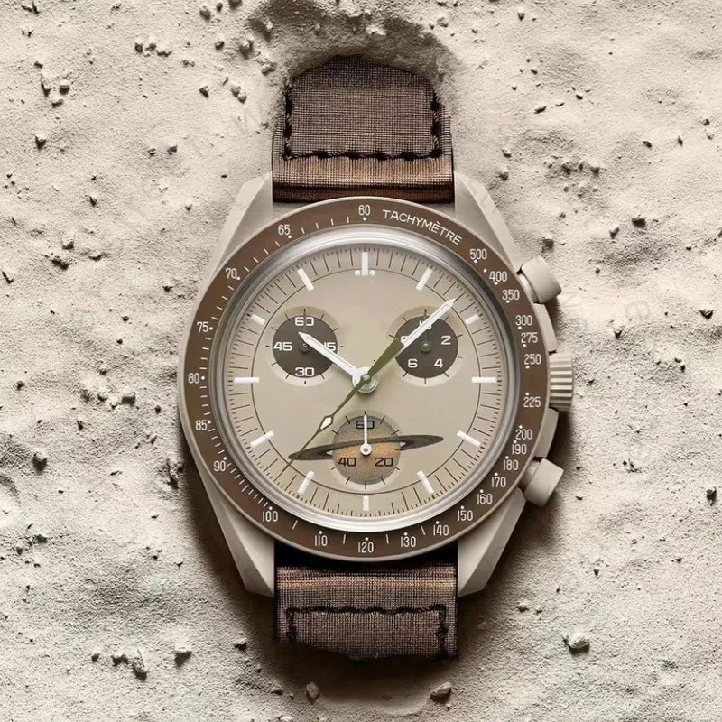 High Quality New 2026 Bioceramic Planet Moon 25 Colors Quarz Watch Mission To Mercury 42Mm Full Function Chronograph Mens Couple Joint Name Wristwat