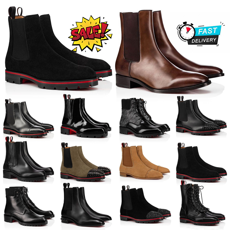 With Box Famous red bottomshoes Design Lug Sole Ankle Boots men Booty Leather Bottes Luxurious Booties Capahuttas Fashion luxury Loafers 39-46