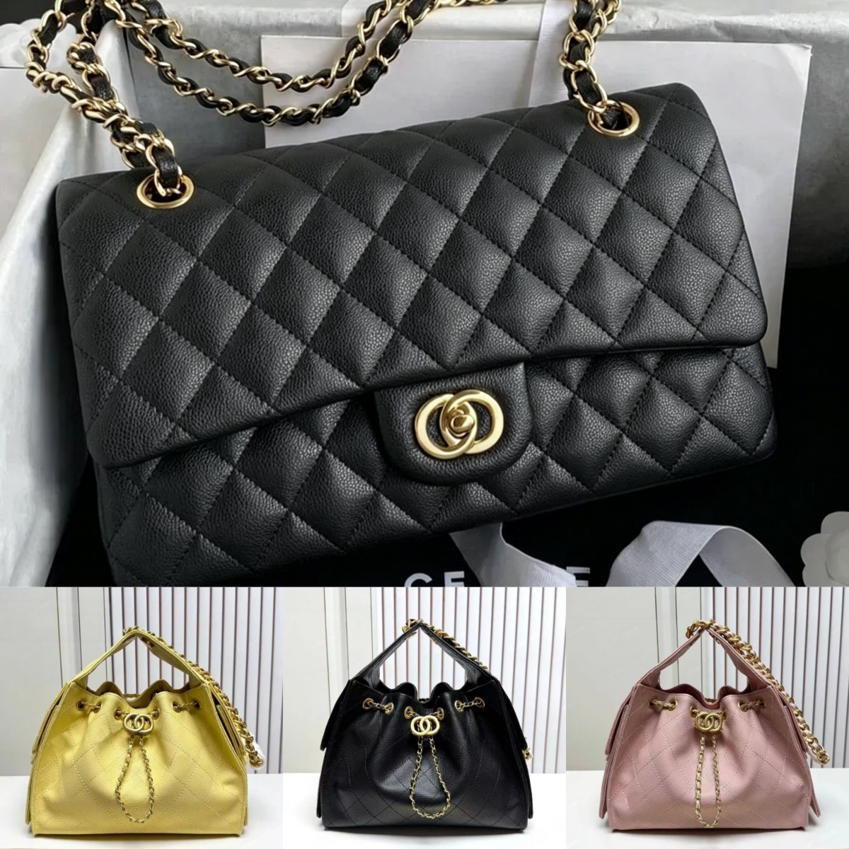 Sacs de créateurs de luxe 2026 Tendances Sacs à bandoulière pour femmes 25,5 Classic Flap matelassé Lettres Sacs cc Diamant Grille Sac à main en