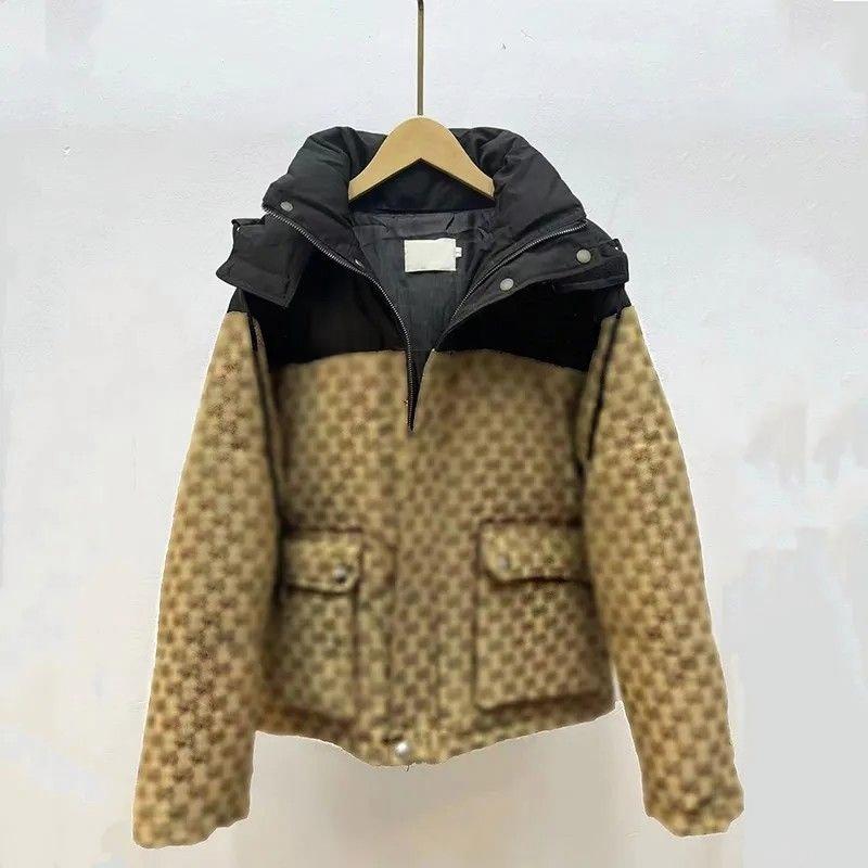 Designer mens hooded down jacket with double front pockets and zipper for warmth suitable for both men and women retro street jacket