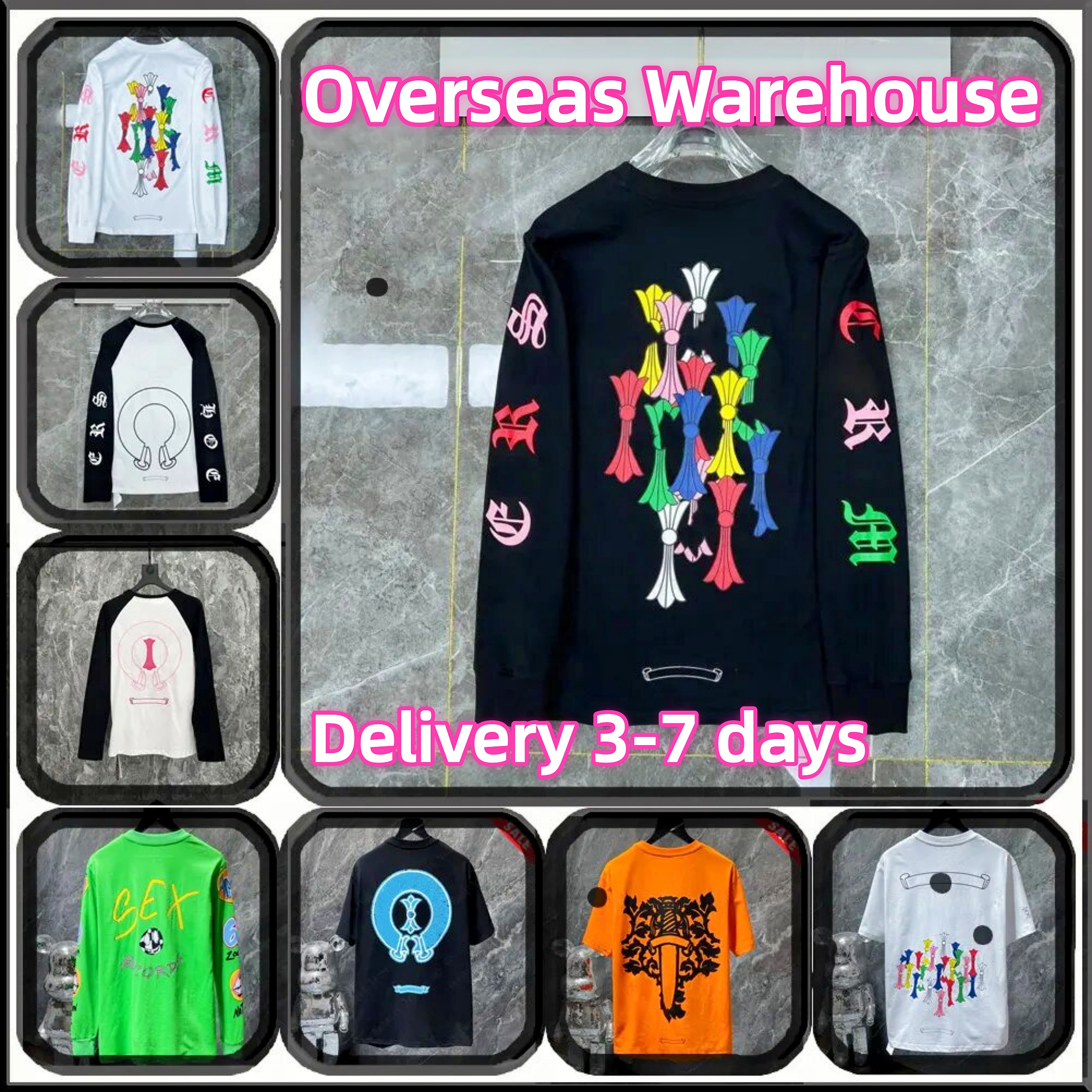 Hot selling mens basic hoodie designer long sleeved pattern T shirt long sleeved printed pure cotton shirt overseas warehouse