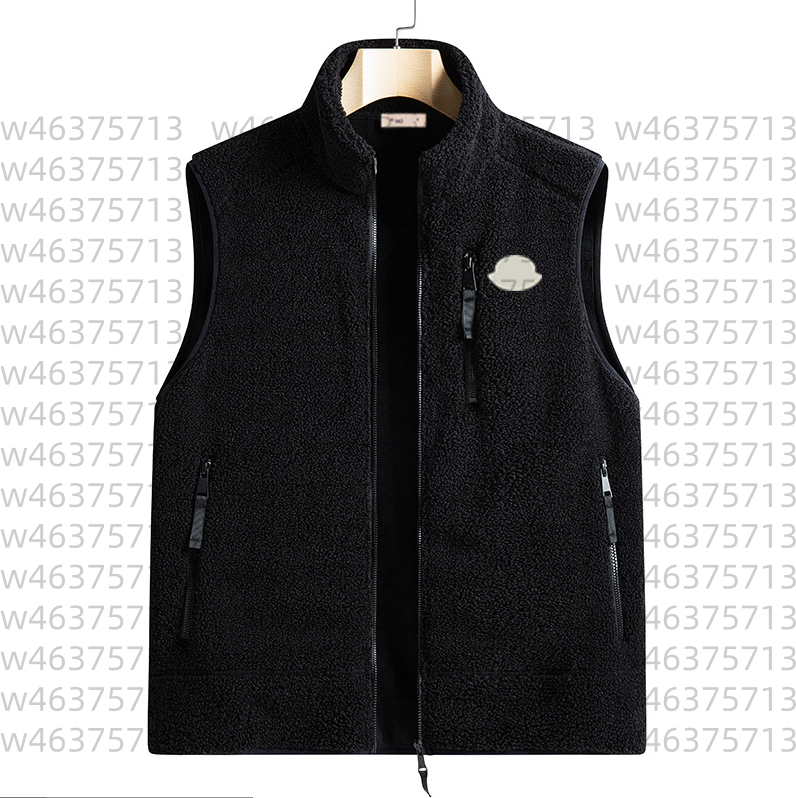 Men Fleece Vest Stand Collar Zip Up Sleeveless Jacket Sherpa Fleece Gilet Warm Windproof Casual Outerwear Multi Zipper Pockets Plus Size Waistcoat F