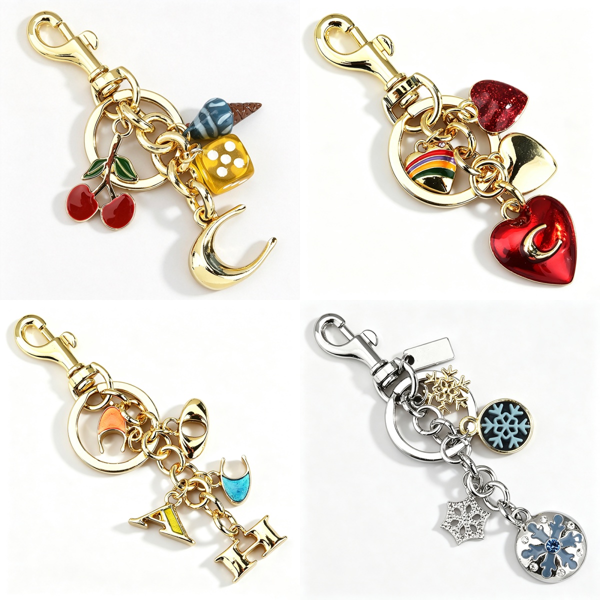 Snowflake Cluster Bag Charm keychain Luxury new designer keychain bag hanging decoration keychain letter cherry style women's and men's ke