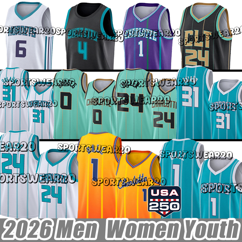 Maillots de basket-ball Charlottes Hornets Maillot Hornets # 1 LaMelo Ball Brandon Miller Miles Bridges Nick Richards Grant Williams City Jersey