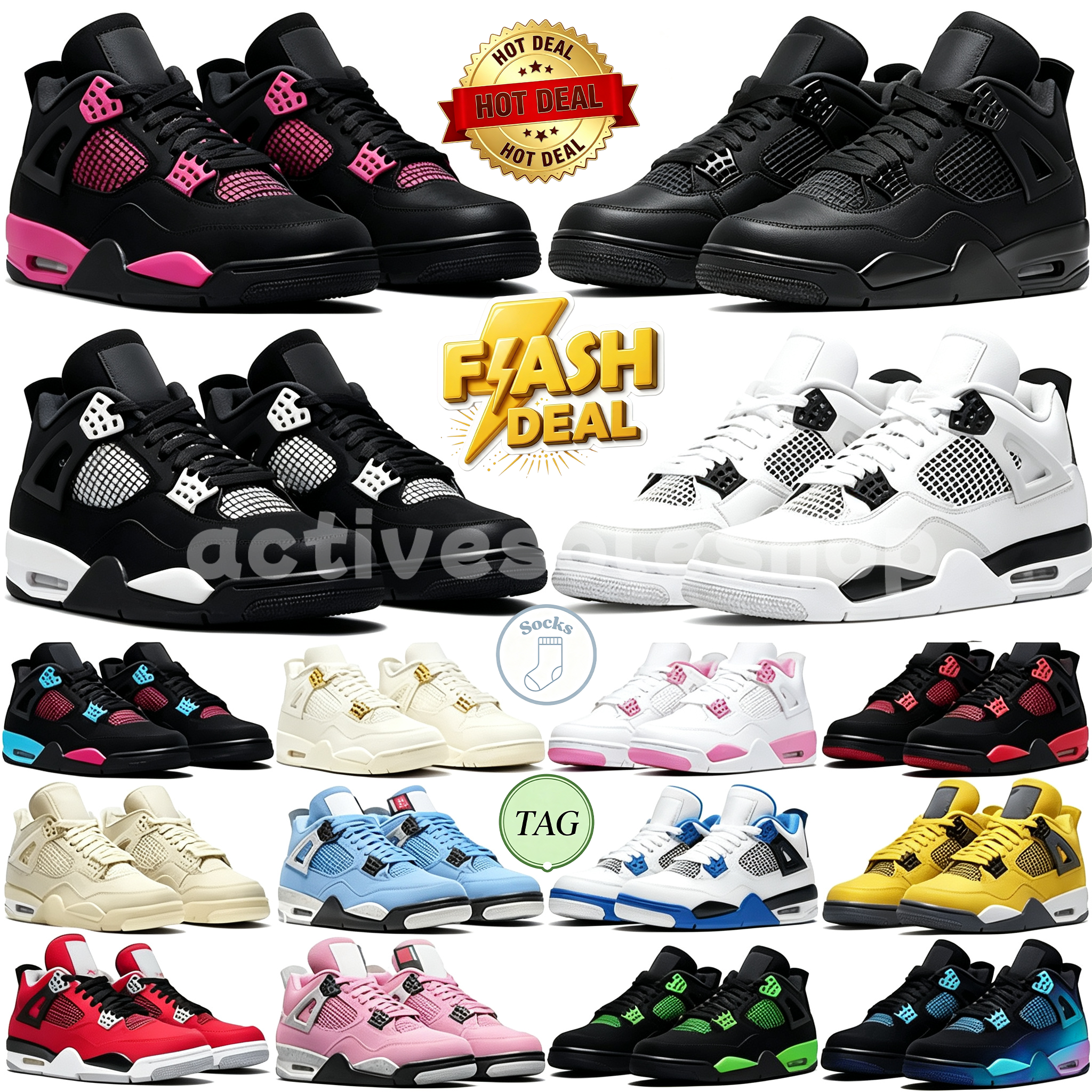 Designer Sneaker 4 4s Basketball Shoes Men Black Cat Pure Money Military Sail Red Thunder White Oreos Pure Underfeated Cava Mens Womens Outdoor Trai
