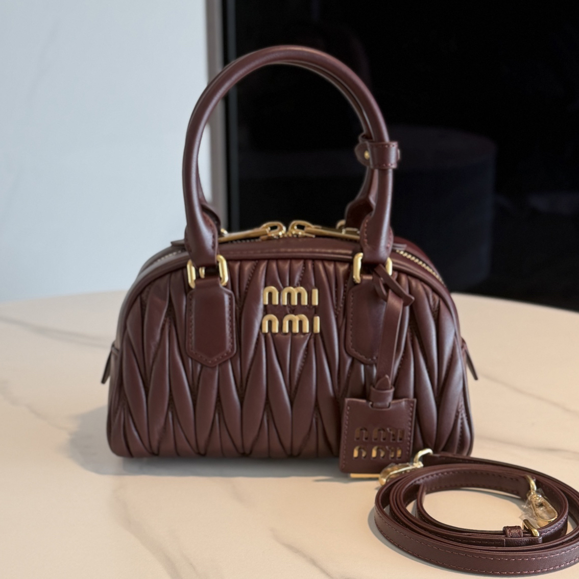 Designer bag Arcadie 26 handbag women's shoulder bag mini lunch box bag leather pleated handbag high-quality red brown black small square bag a