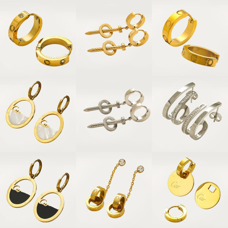 New Styles Earrings Designer for Women Letter Crystal Stud Nail Earrrings Stainless Steel Earring Wedding Classic Jewelry Christmas Gifts with box