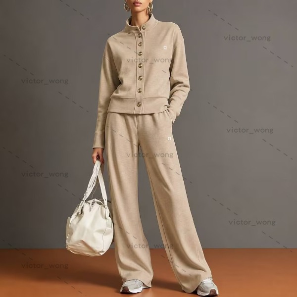 FC26110 Women's Cardigan Sweater Set Clothing New 2 Piece Knit Outfit Stand-up Neck Wide-leg Tracksuit Set Station Popular Women