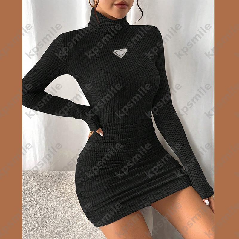 Women Turtleneck Long Sleeve Ribbed Knit Bodycon Mini Dress Slim Fit Pencil Short Dress Designer Clothes Women Casual Solid Color Warm Party Club Ou