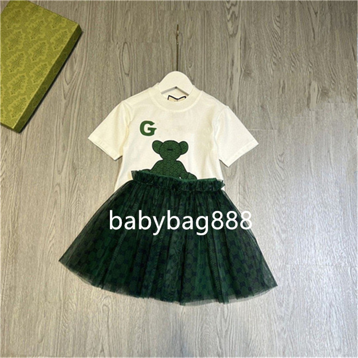 Summer new girls' baby cotton short sleeve + half skirt two-piece fashion casual brand princess dress size 90-160CM A7