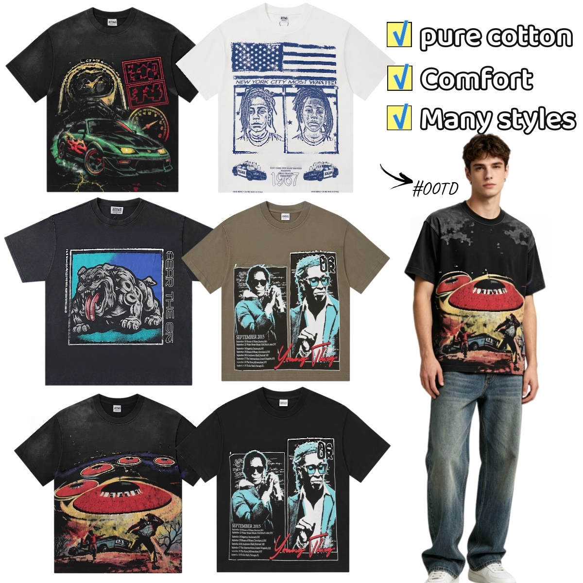 Designer valley dreams shirts top us size S-XL Y2k Top Harajuku Gothic Rhinestone Print Summer t shirts Designer Round Neck Vintage Shirt Comfort
