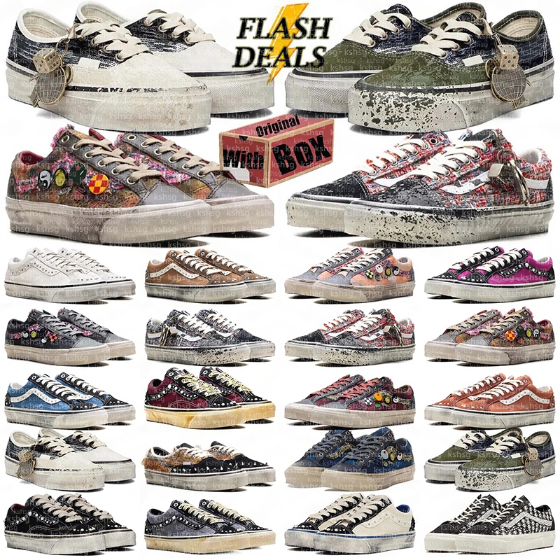With Box Designer 36 Pearlized Shoes Knu Skools Van Souvenir Sneakers for men women outdoor sports pearls chaussures 36-45