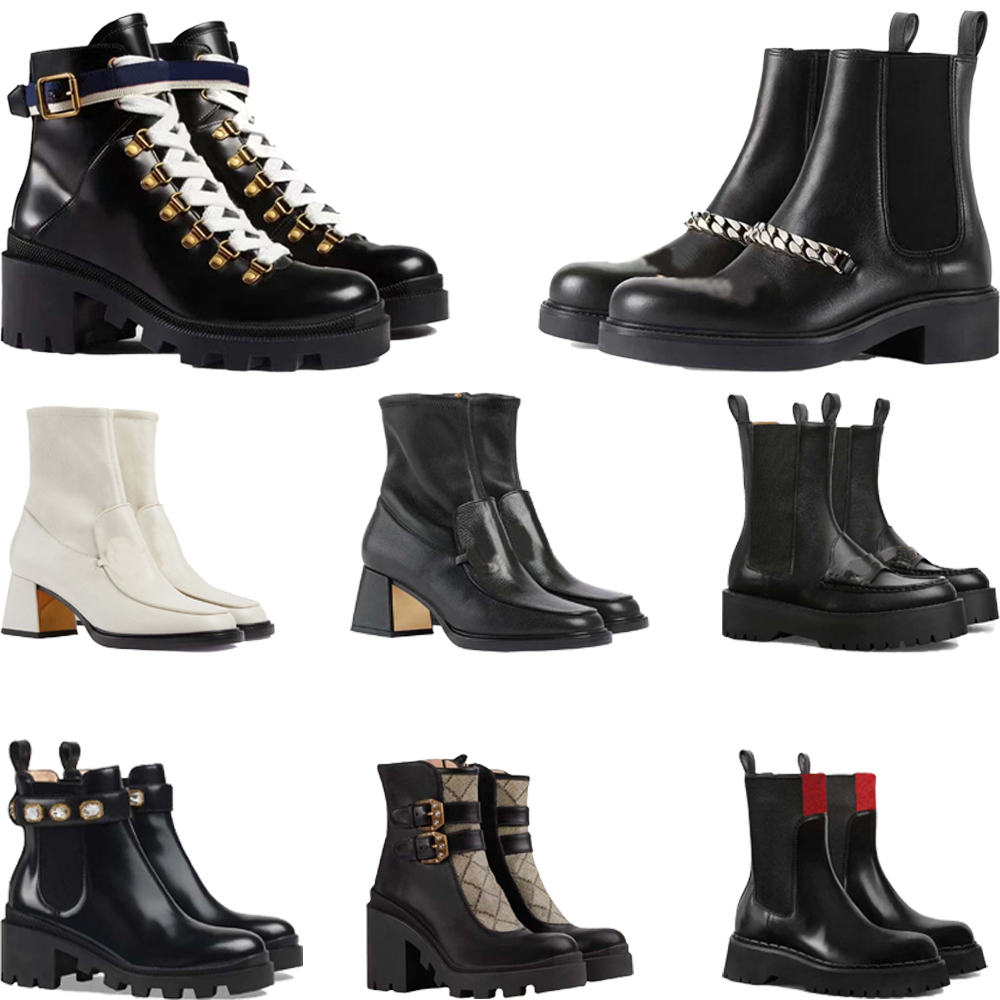 Bottes de créateurs Bottines Classiques Toile Imprimée Bottes De Mode En Cuir De Haute Qualité Martin Rétro Bottes Causales Chaussures De Moto