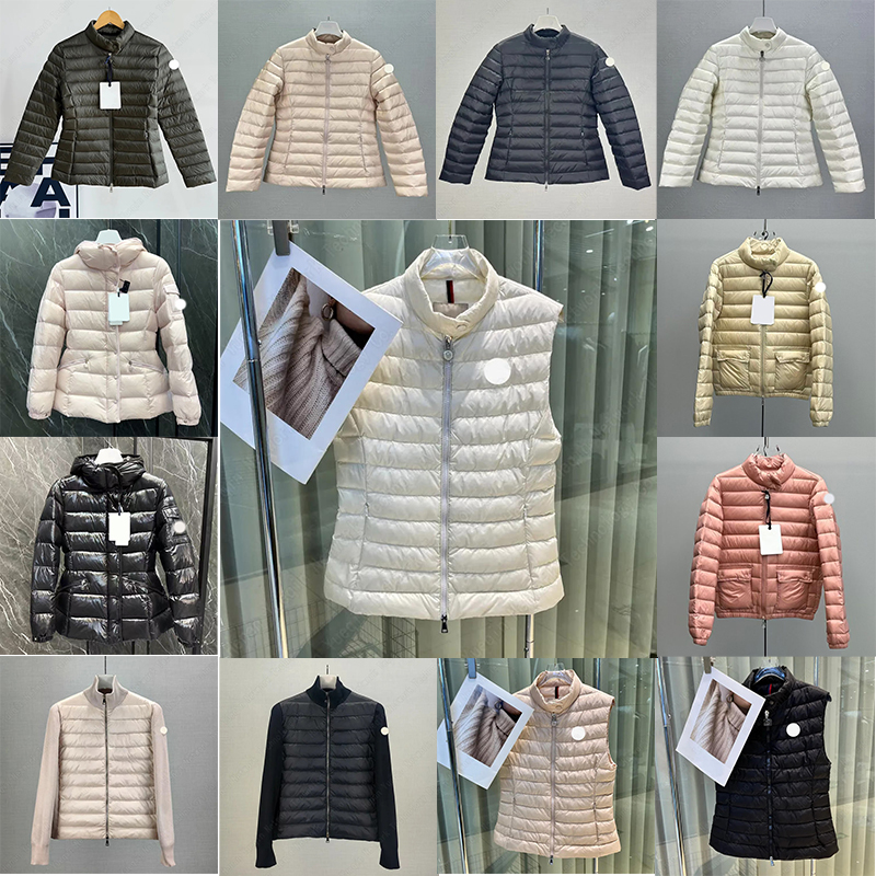 Womens puffer jacket designer mens Embroidered Badge Stand Collar Knitted Splice Sweater winter coat women Lightweight Down Puffer Jacket Sweater Ca