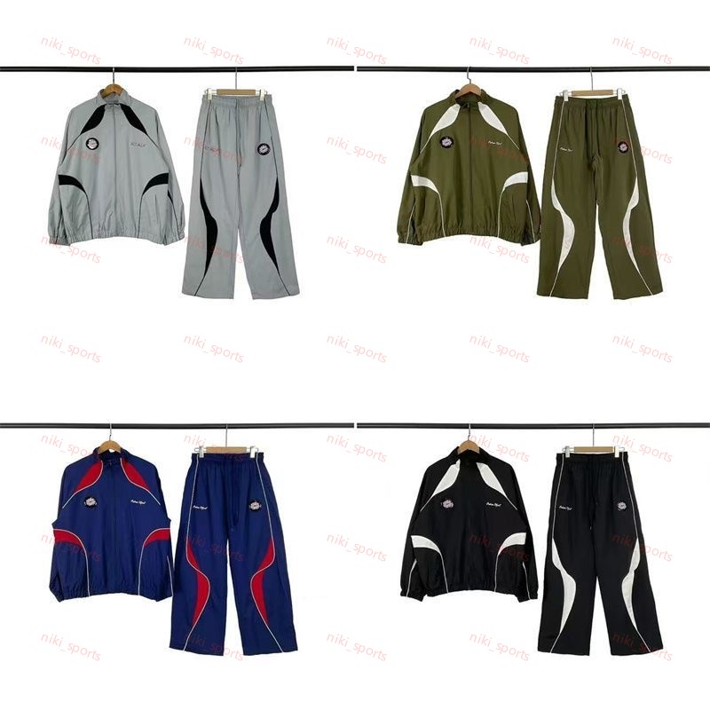 Designer BrokenP lanet Track Jacket Men Women Black White Color Block Windbreaker Zip Up Oversized Streetwear Casual Outerwear Sports Coat