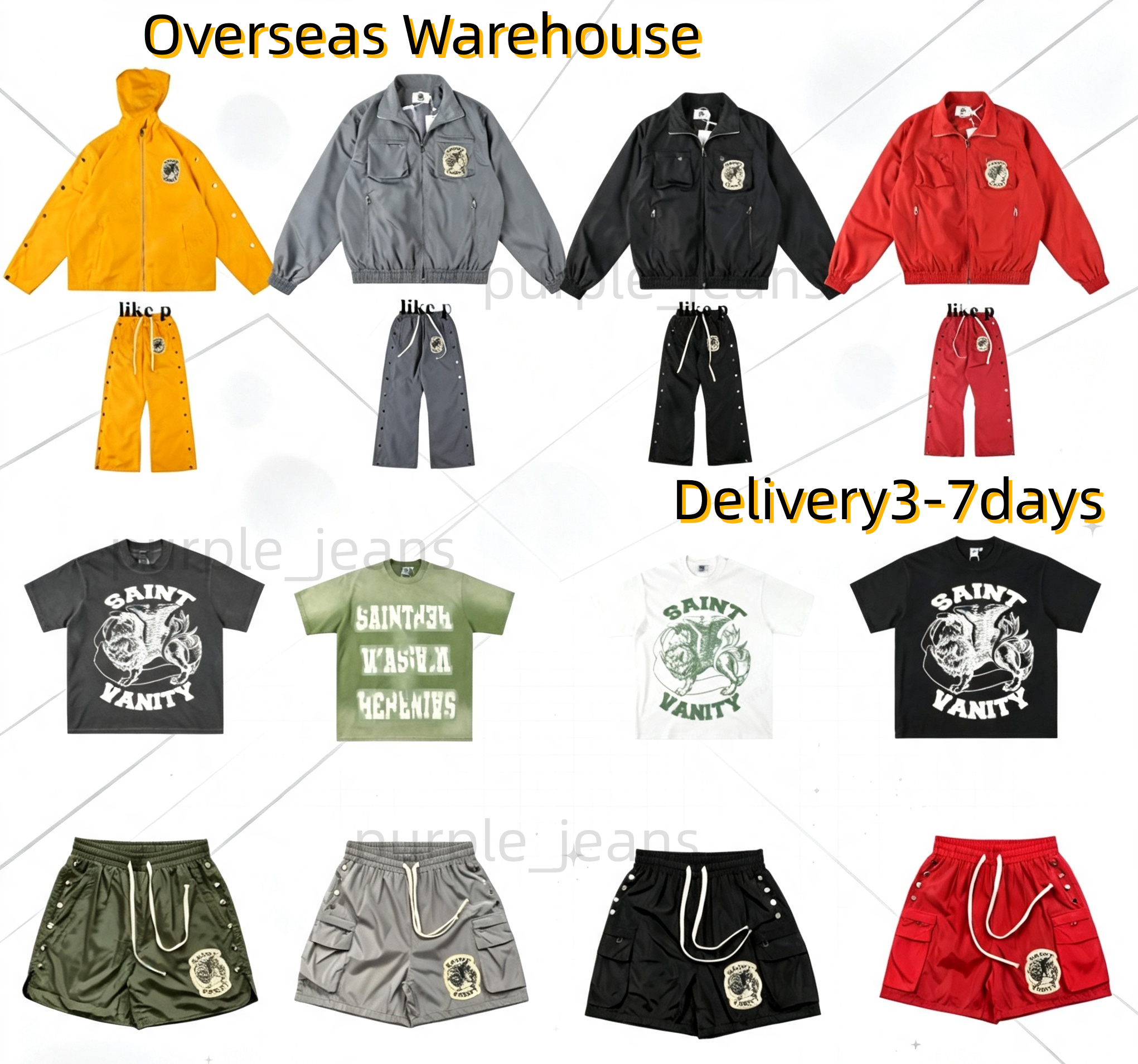 Streetwear saint Vintage hoodie Vanity Summer Mens t shirt track suit1 Unisex Short set Designer nylon Letter pants Saint tracksuit jacket Print Shi