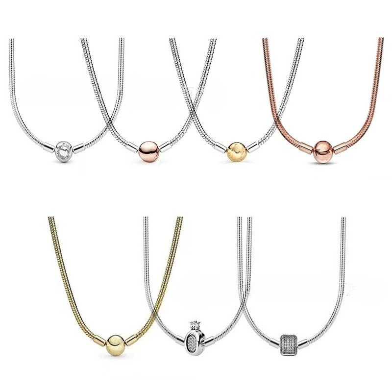Universal Snake Chain DIY Charm Necklace Base Chain Multi Tone Adjustable Basic Pendant Chain Women Jewelry Making Accessories Gift