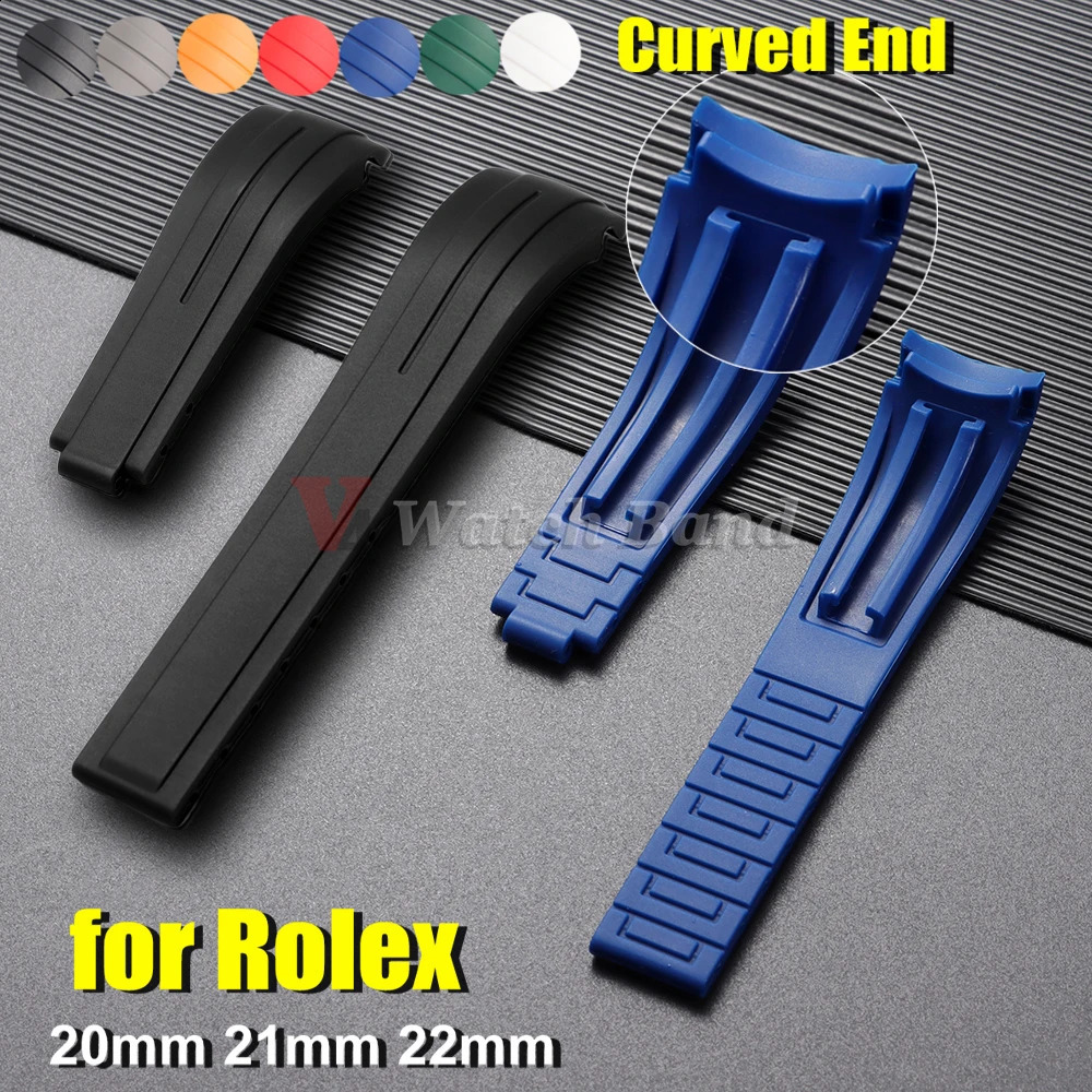 20mm 21mm 22mm Curved Silicone Strap for Rolex DAYTONA SUBMARINER YachtMaster GMT Explorer Wrist Band Rubber Sport Bracelet 260811