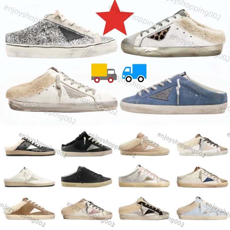 Designer stars shoes low top leather sneakers womens fashion sabot slippers sier glitter dirty old platform loafers star shoe vintage men trainers d