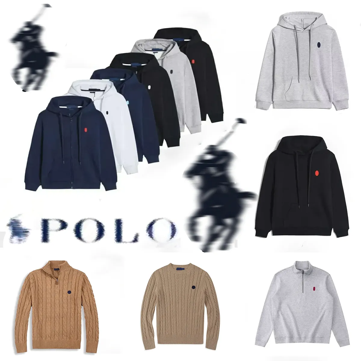 pull polo de luxe été nouveaux polos chemise européenne et américaine hommes court quart zip pull à capuche en tricot pulls poney RalphylyLaurenl