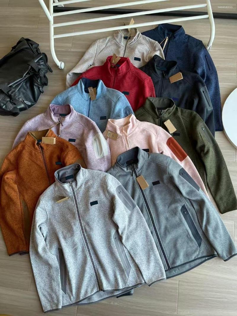 Men's Jackets Designer Fleece Outdoor Jacket Fashion Stand Knitted Zip Up Coat Seamless Bonded Fabric Casual Outwear