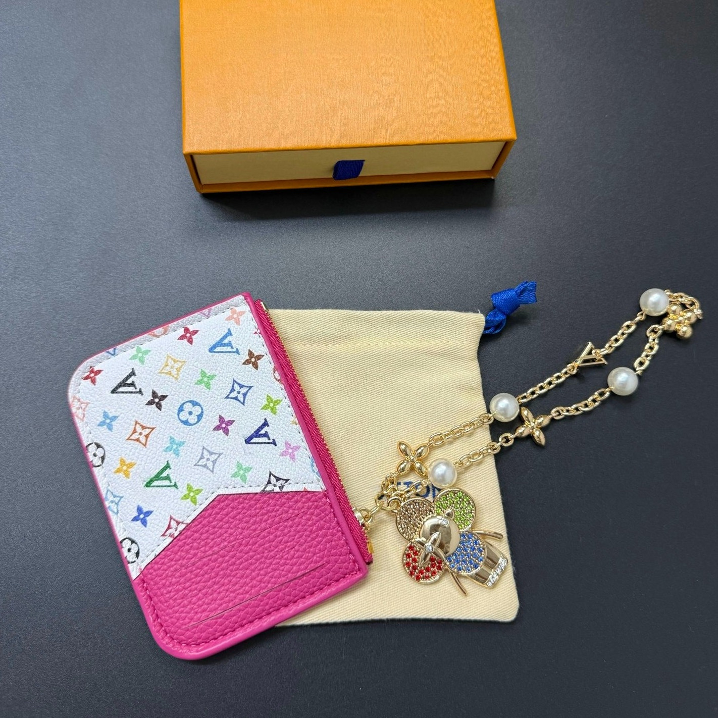 Designer Keychain handbag Metal chains keychain card bag small square bag wallet breathable small card bag Luxury Mini Purse Bag Pendant