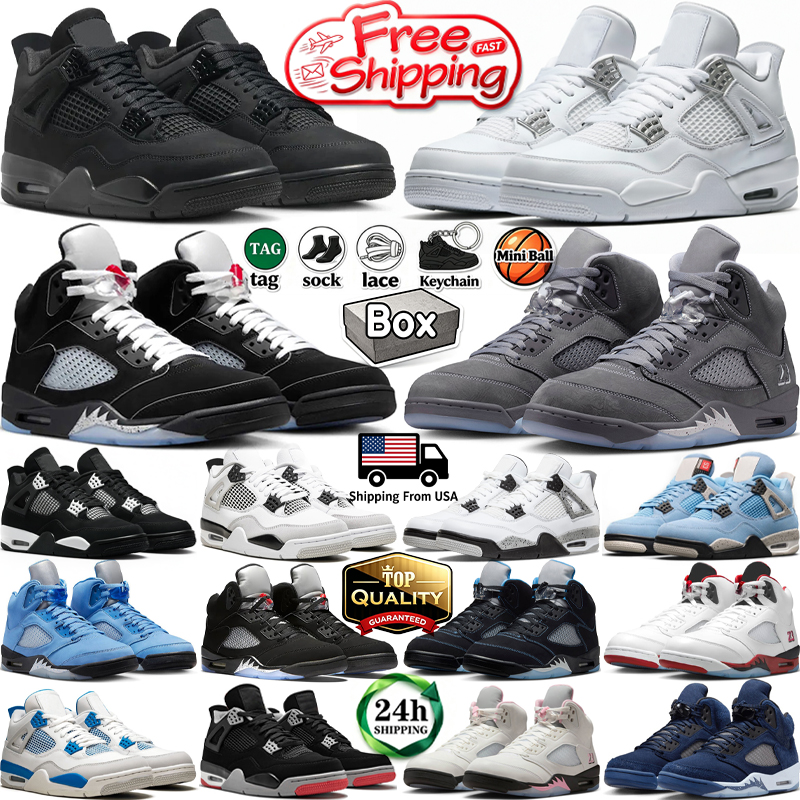4s 5s Basketball Shoes 4 Black Cat 2025 University 5 Wolf Grey White Pure Money Pink Metallic Thunder Oreo Military Blue Men Women Outdoor Sports Sn