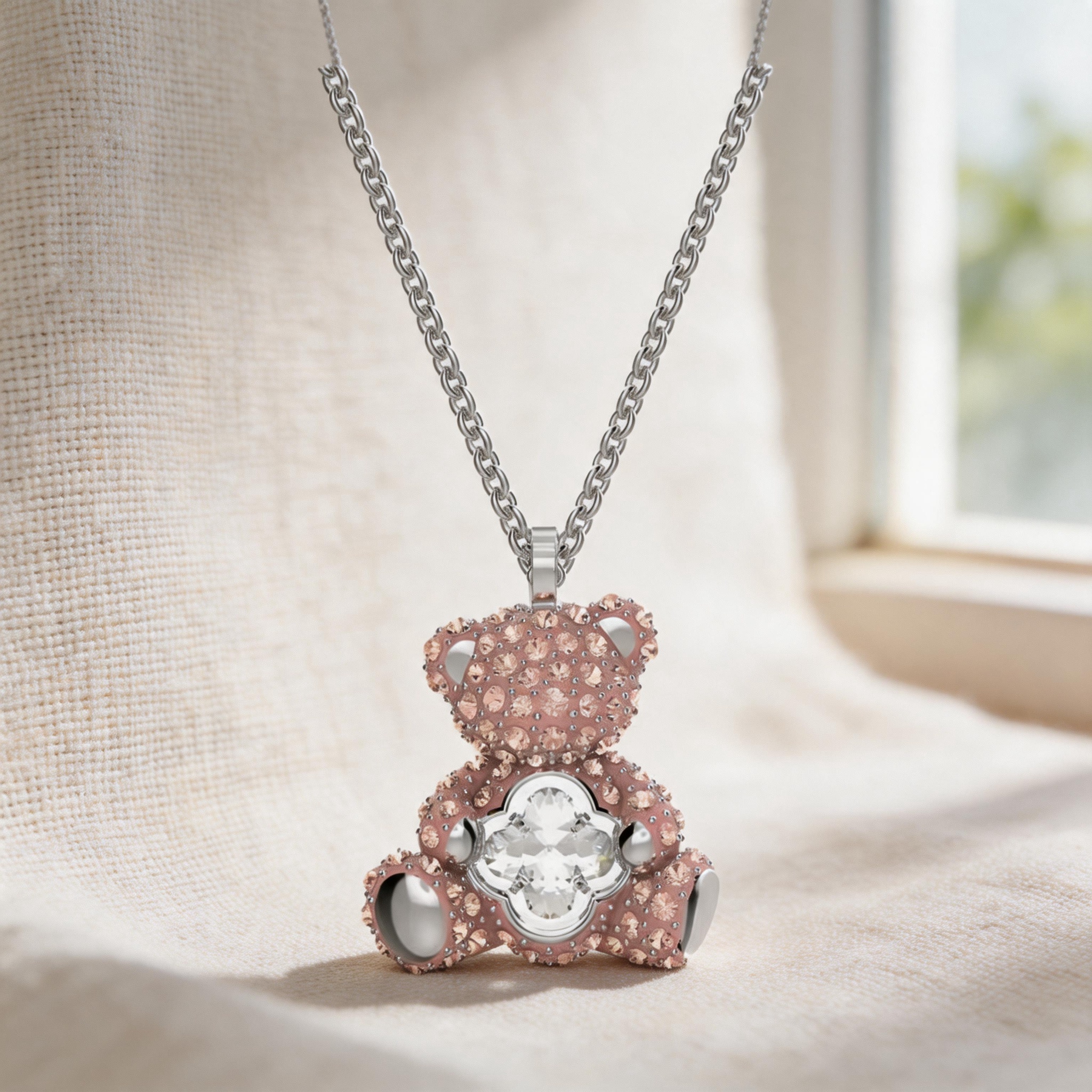 2026 New Simple Style Women's Pendant Necklace Little Bear Cow Flowers Exquisite Diamond Elegant and Exquisite Jewelry for Any Occasion XL31