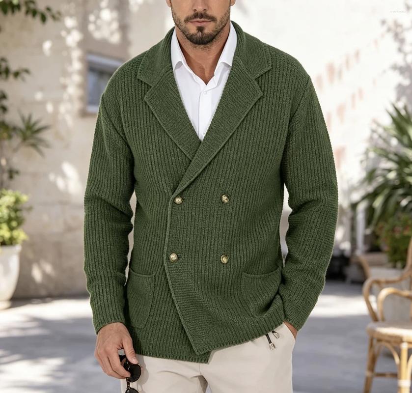 Men's Sweaters 2026 Autumn Winter Men Knitted Cardigan Shawl Collar Double Breasted Coat British Retro Loose Versatile Fashion Streetwear