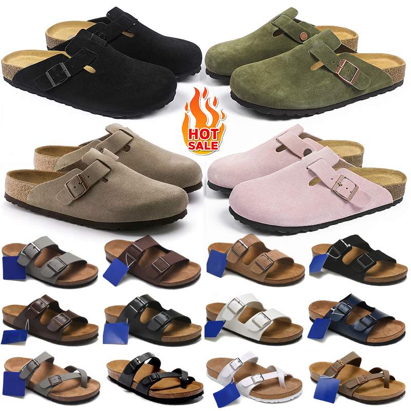 Designer Slides clogs Sandals clog Genuine Leather fur fleece-lined Slippers Breathable Outdoor Shoes Mens Womens Black mules Flip Flops birken