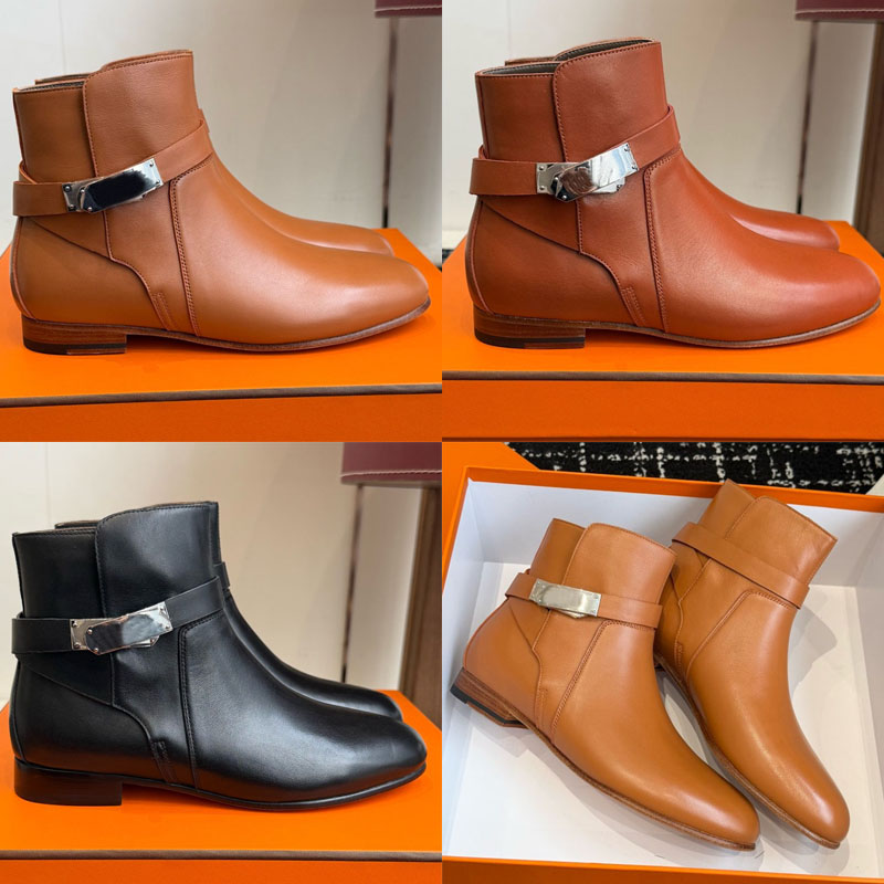 Neo Ankle Boot Designer Women Boots Supple Timeless Heritage Calfskin Iconic Palladium Plated Buckle Hazelnut Goatskin Insole Lining Strapped Fashio