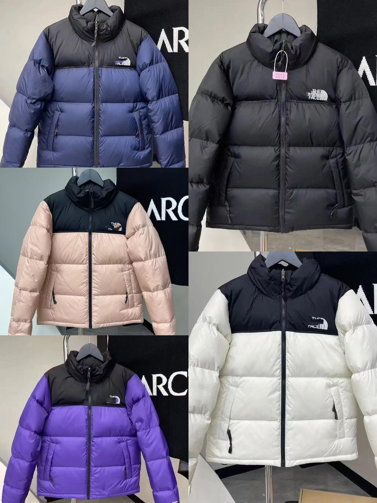 Couple model same style down jackets North Unisex Long Sleeve Zipper Fill Down Stowable Hood Water Repellent Finish Parkas