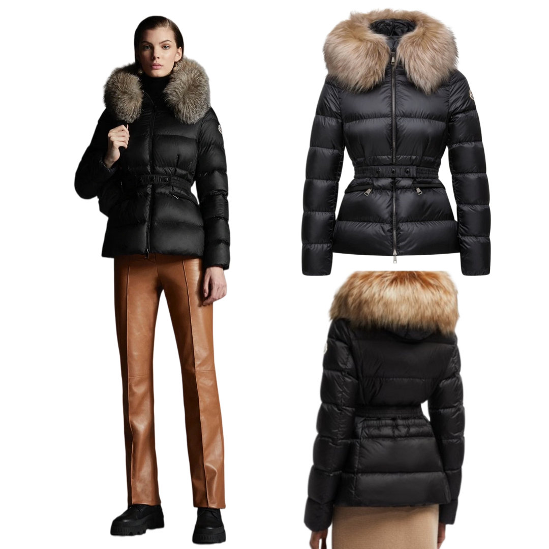 Autumn Winter Women's Boed Down Jacket Urban Women Hooded Wool Collar Waistband Down Jacket size 1-4 MC032051-97
