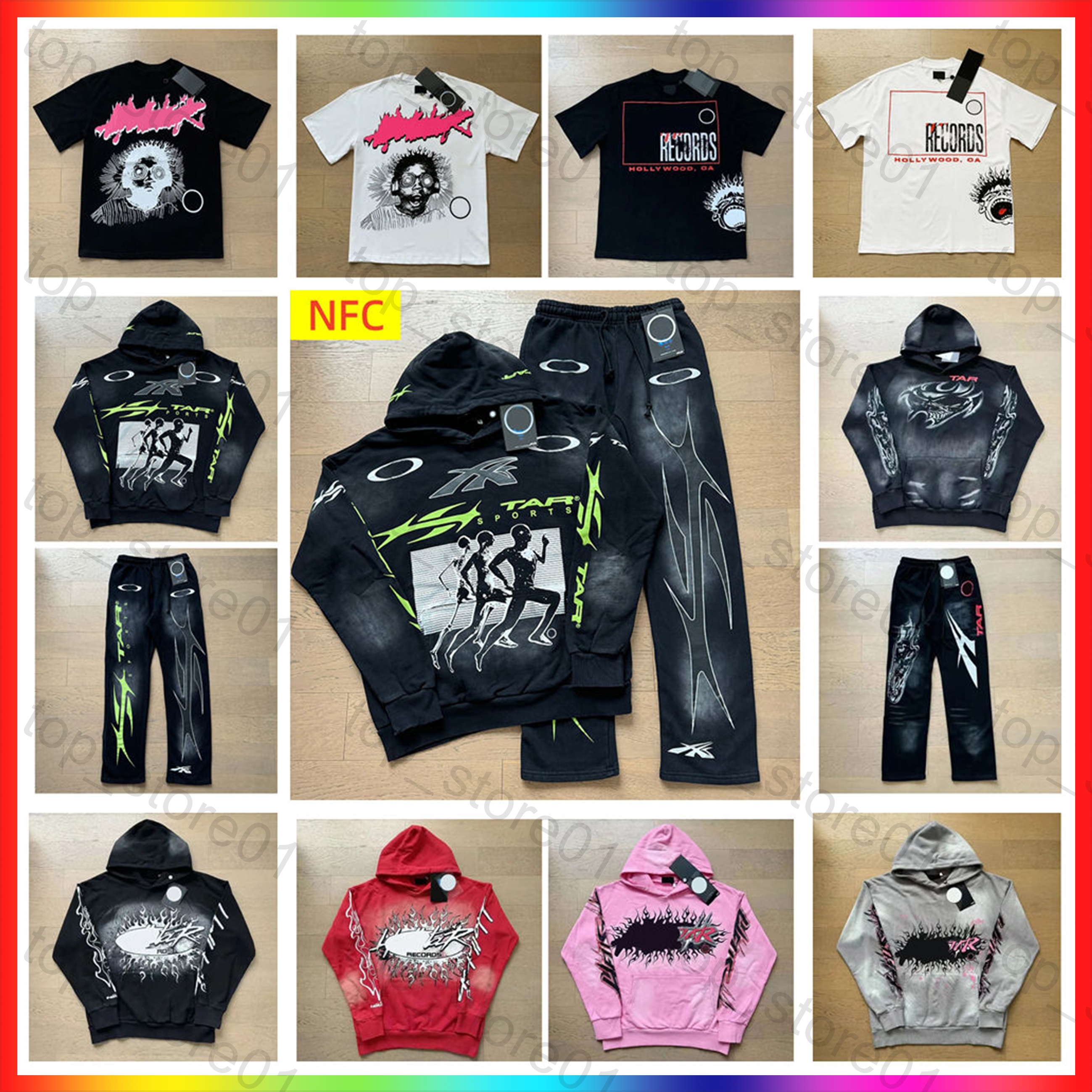 With NFC mens hoodie designer hoodie men clothes Hip hop graffiti pattern high quality vintage printed washed hoodie for men and women sports casual