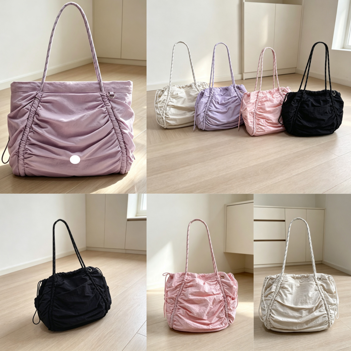 UU-L6274Women Chic 24L Single Shoulder Ba Large-Capacity Yoga Sports Handbag Spacious Fitness Gym Tote Bags Pleated Bag for Yoga and Gym