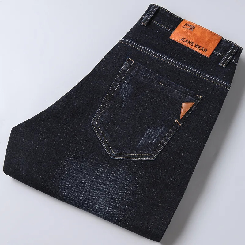 Pantaloni da uomo slim fit elasticizzati leggeri comodi pantaloni in denim casual dritti alla moda da lavoro abbigliamento maschile 260812 e3