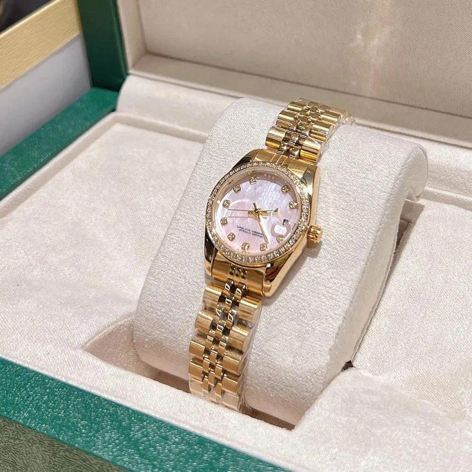 Luxury Montre Femme Gift Watch, Stainless Steel Bracelet Designer Women Watch, Premium Metal Ladies Wristwatch 28mm-31mm, Diamond Inlaid Classic Cas