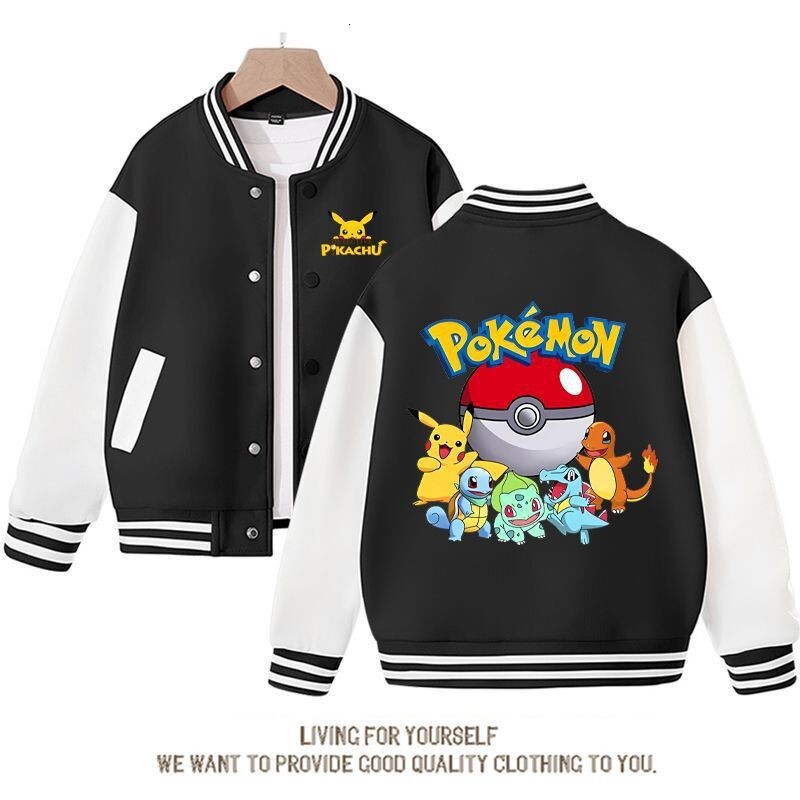 Pokemon boys' baseball jacket, spring and autumn Korean style, girls' student clothing, children's coat, trendy top