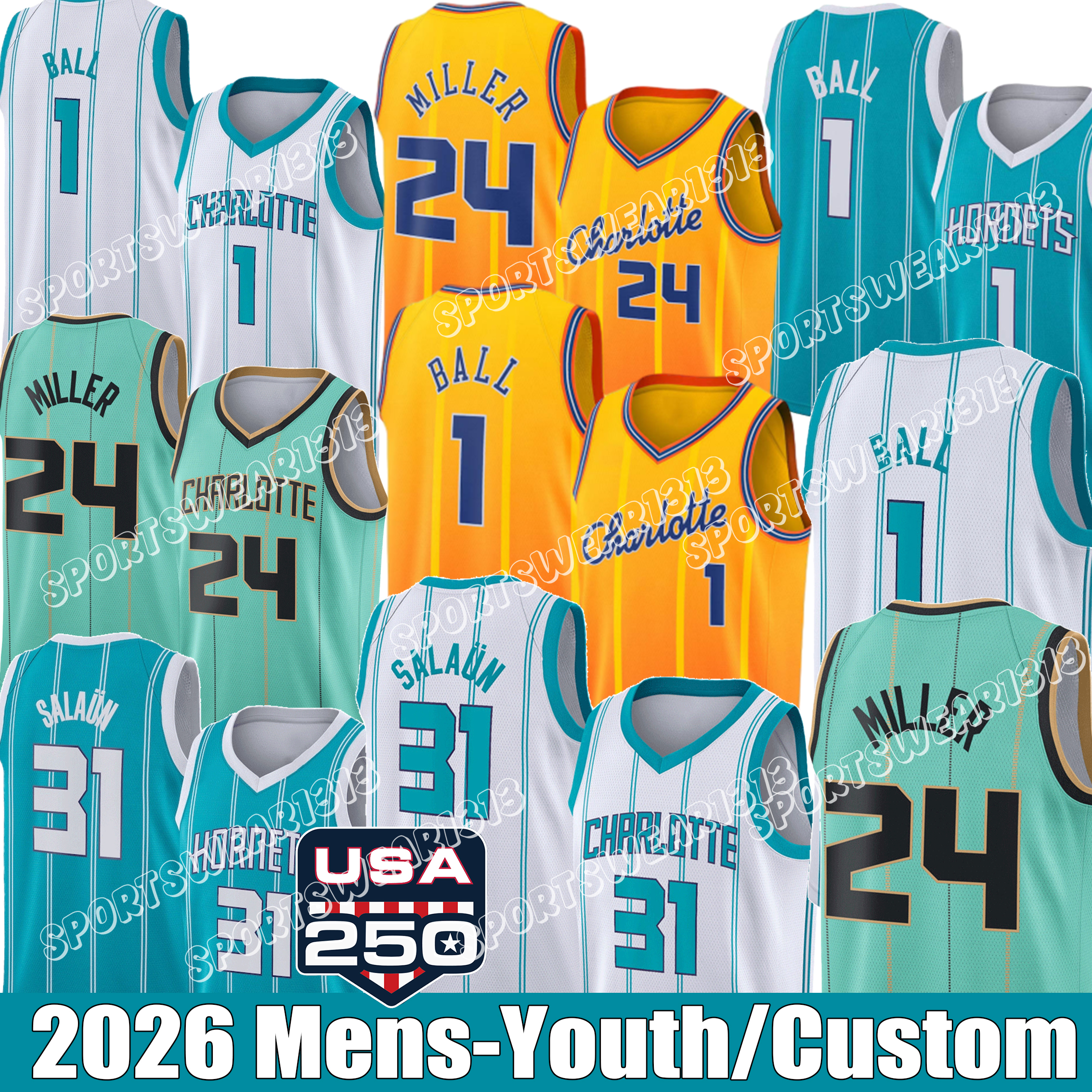 Maillot d'été hornet 3 # paul 1 #2 #, uniforme de basket-ball brodé, gilet de sport de loisirs pour adolescents hommes et femmes