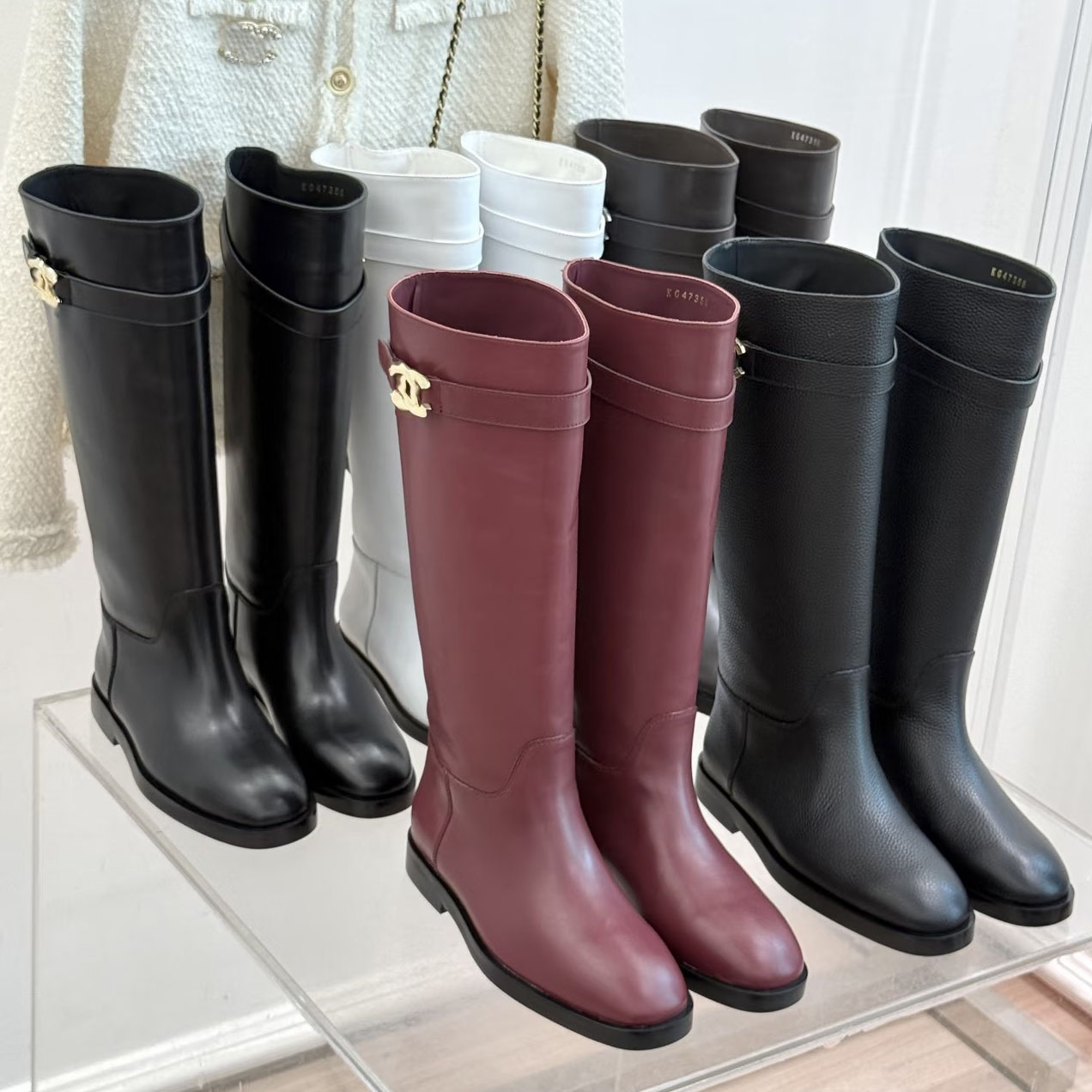 Designer CC Women Long Knight Boots Paris Style Leather Knee Boots Metal Interlocking Buckle Fashion Luxury Double Boots Daily Autumn/Winter Boots S