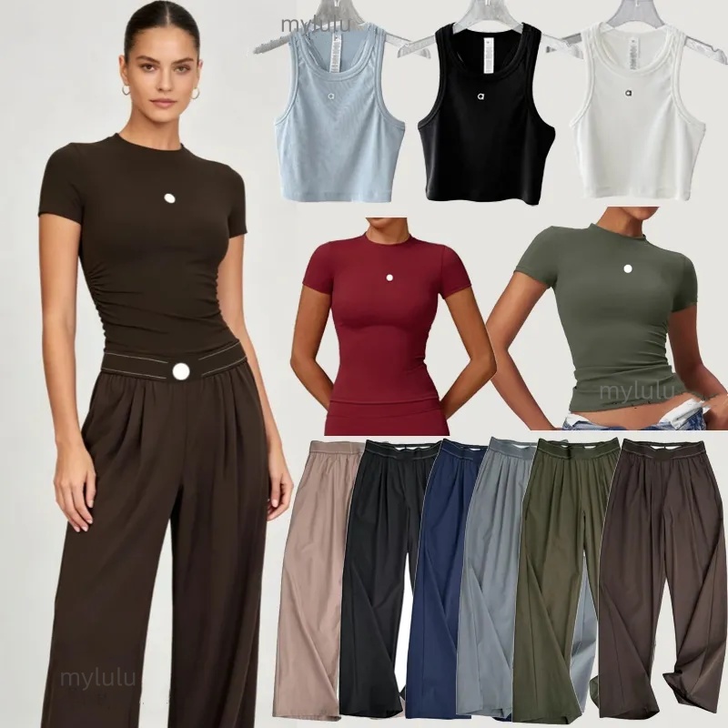 Designer Yoga vest pants shirts Gym Clothes Women shirt shorts Sports dress Straight-Leg Trousers Pant summer skirt Sweatpants women clothes set