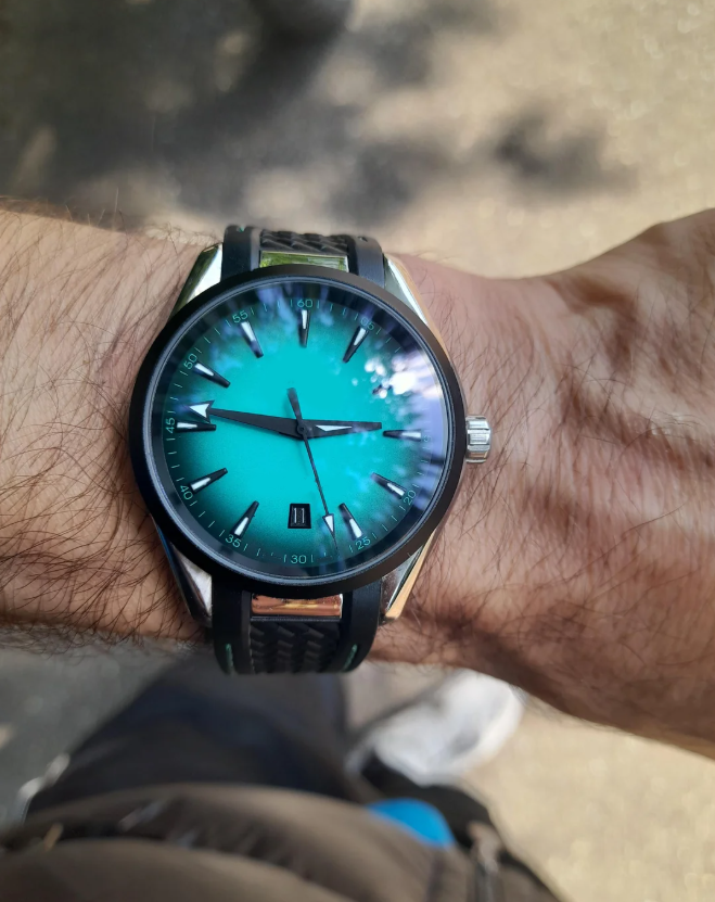 Terra 150M montres pour hommes 40mm dégradé bleu Sport Style homme montres avec bracelet en cuir doux et confortable